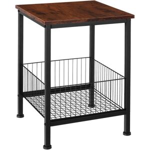 Tectake - Side table Grimsby 40x40x55.5cm with integrated storage basket - Side table, storage table, hallway table - Industrial wood dark, rustic