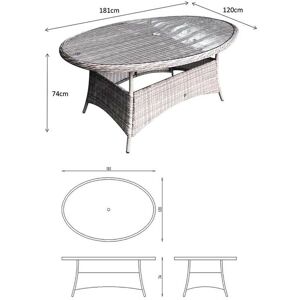 Alexandra Wicker Oval 6 Seater Dining Table Grey Indoor Outdoor - Signature Weave