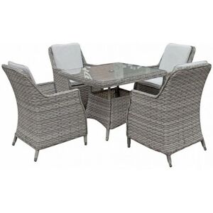 Edwina Wicker 4 Seater Square Dining Table Grey + 4 Chairs 100cm - Signature Weave