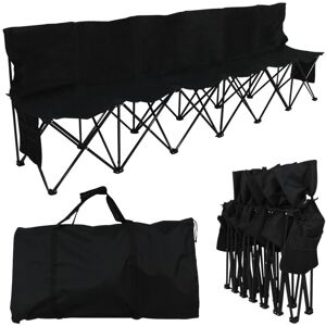 Six Seater Folding Subs Bench Camping Sports Football Spectator Chair Portable Team Bench Black - Yaheetech