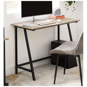 Uniquehomefurniture - Small Computer Desk Vintage Industrial Furniture Rustic Grey Metal Writing Table