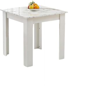 NICEME Small Dining Table 75x75cm Square Table High Gloss Table Top Kitchen Table Home Furniture (Marble-White)