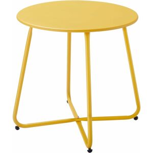 Small metal side table, round side table, coffee table and coffee table with adjustable legs (yellow, 45x46cm) Denuotop