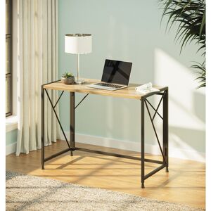 Hallowood Furniture - Malvern Foldable Office Desk with Wooden Top & Metal Frame, Computer Desk, Gaming Desk, Study Table for Children & Adults,