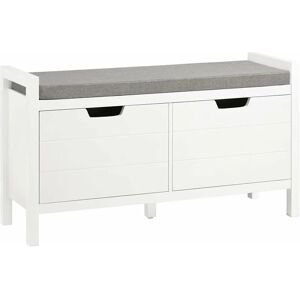 Bed End Hallway Padded Storage Bench Stool Ottoman White Wood,FSR63-W - Sobuy