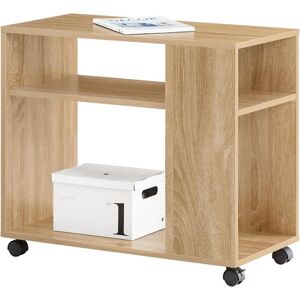 Movable Storage Side Table with 2 Tiers Bookcase,FBT34-N - Sobuy