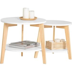 Set of 2 Side Tables Coffee Tables Nesting Tables, FBT75-W - Sobuy