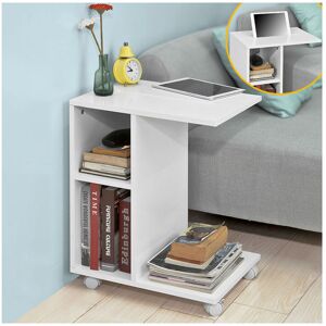 Movable Sofa Side Table Coffee Table on Wheels,FBT48-W - Sobuy