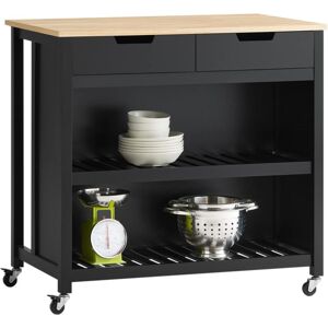 Sobuy - Kitchen Storage Trolley Kitchen Storage Shelf Kitchen Breakfast Dining Bar Table FKW74-SCH+Free Kitchen Hanging Shelf FRG150-W - Black