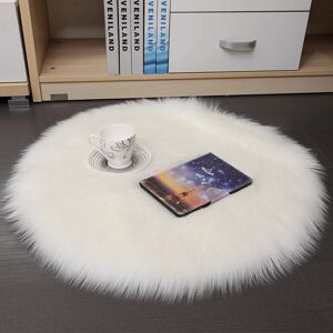 HOOPZI Soft Fluffy White Faux Fur Rug, Chair Cover, Seat Cushion, Fur Side Rug for Bedroom, Floor, Sofa, Living Room 120 x 120cm (Round, White)