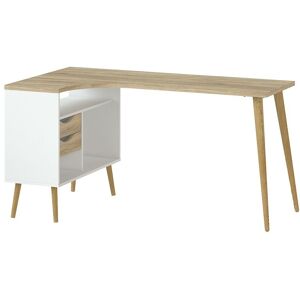 NETFURNITURE Solo Desk 2 Drawer in White Oak - White