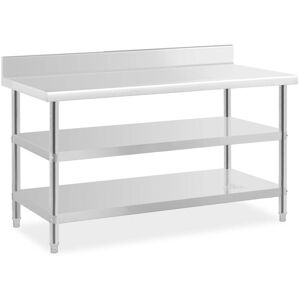 ROYAL CATERING Stainless steel table with backsplash Work table kitchen 150 x 70 x 16.5 cm