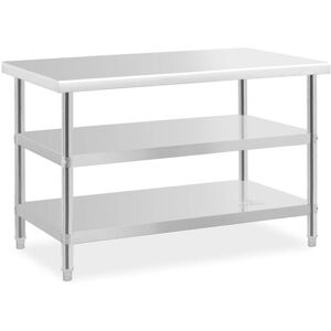 ROYAL CATERING Stainless Steel Work Table Kitchen 120 x 70 x 5 cm 2 Shelves Adjustable Feet