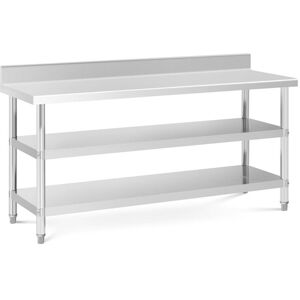 ROYAL CATERING Stainless Steel Work Table with Upstand Prep Table Kitchen 180 x 60 x 16.5 cm