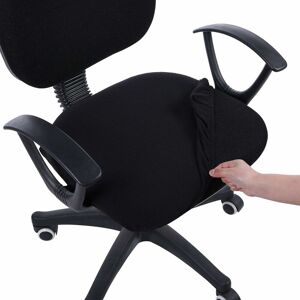 MUMU Stretch Jacquard Office Computer Chair Seat Covers, Removable Washable Dustproof Seat Cushion Protectors for Office Chairs - Black