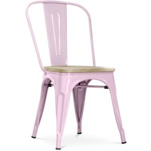Privatefloor - Dining Chair - Industrial Design - Wood and Steel - Stylix Pastel pink Wood, Steel - Pastel pink