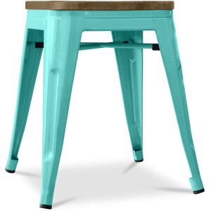 Privatefloor - Industrial Design Stool - Wood & Steel - 45cm -Stylix Pastel green Wood, Steel, Metal, Wood - Pastel green