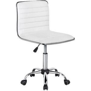 Yaheetech - Swivel Computer Desk Chair Faux Leather Adjustable Armless Home Office Task Chair, White