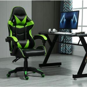 Mcc Direct - Swivel Gaming Chair Faux Leather Home Office Chair Sports Desk Tilt Chair a green