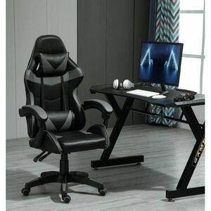 Mcc Direct - Swivel Gaming Chair Faux Leather Home Office Chair Sports Desk Tilt Chair a grey