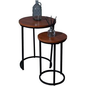 IQGB Tall slim nest of 2 tables - Walnut and Black - Brown