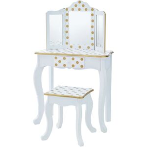 Gisele 2-pc. Fashion Polka Dot Prints Wooden Vanity Set, White/Gold - White / Gold - Teamson Kids