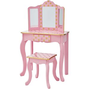 Gisele 2-pc. Fashion Polka Dot Prints Wooden Vanity Set, Pink/Gold - Pink / Rose gold - Teamson Kids