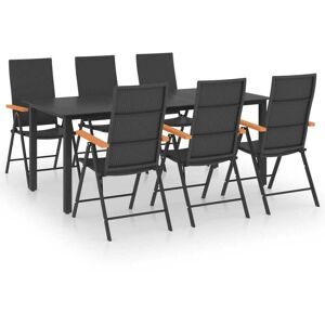 Sweiko - 7 Piece Garden Dining Set Black and Brown FF3060074UK