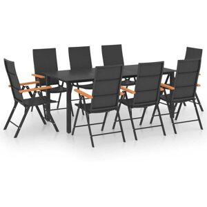 Sweiko - 9 Piece Garden Dining Set Black and Brown FF3060075UK