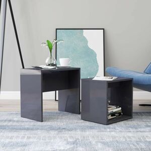 Sweiko - Coffee Table Set High Gloss Grey 48x30x45 cm Chipboard FF802893UK