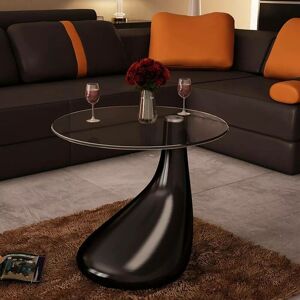 SWEIKO Coffee Table with Round Glass Top High Gloss Black VDTD08162