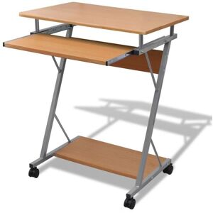 Sweiko - Compact Computer Desk with Pull-out Keyboard Tray Brown VDTD07399