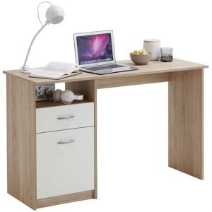 Sweiko - Desk with 1 Drawer 123x50x76.5 cm Oak and White FF428739UK