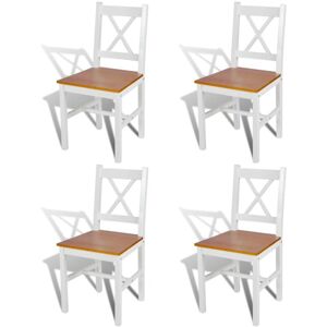 SWEIKO Dining Chairs 4 pcs White Pinewood VDTD08772