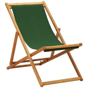 SWEIKO Folding Beach Chair Eucalyptus Wood and Fabric Green FF310315UK