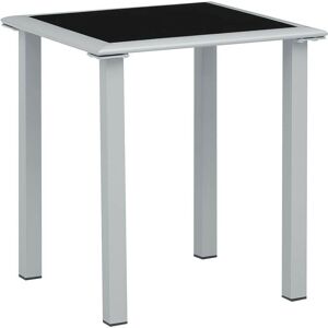 SWEIKO Garden Table Black and Silver 41x41x45 cm Steel and Glass FF310541UK