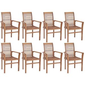 SWEIKO Stacking Dining Chairs 8 pcs Solid Teak Wood FF3072945UK