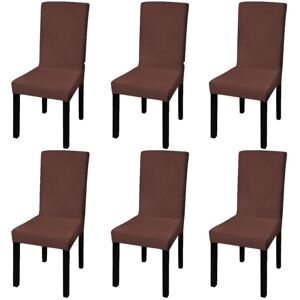 Sweiko - Straight Stretchable Chair Cover 6 pcs Brown VDTD00921