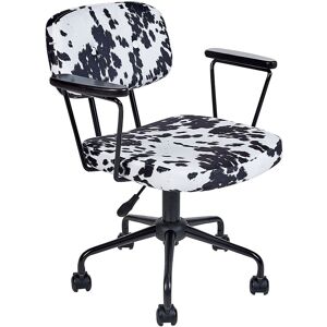 Beliani - Traditional Office Chair Velvet Swivel Adjustable Black and White Algerita - Black