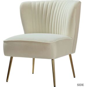 Hulala Home - Transitional Side Chair with Metal Legs and Tufted Back for Living Room Bedroom and Dining Room, White