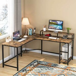 Tribesigns - Computer Desk Gaming Desk L-Shaped Writing Workstation Corner Study Desk pc Notebook Laptop Industrial Computer Desk Table with Large