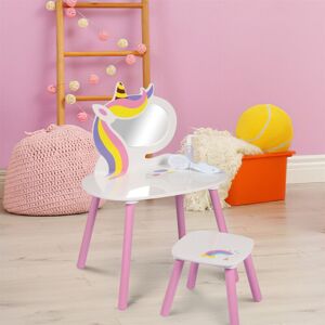 ASAB Unicorn Vanity Table With Mirror And Stool Girls Wooden Bedroom Furniture