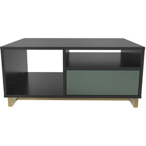 Decorotika - Utopie Modern Coffee Table with Cabinet Metal Legs - Black and Green - Black and Green