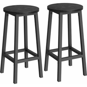 VASAGLE Bar Stools Set of 2, Kitchen Stools, Bar Chairs with Metal Frame and Footrest, Easy to Assemble, for Kitchen, Living Room, Dining Room, Ebony