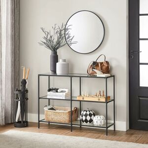 Songmics - vasagle Console Table, 3 Shelf Coffee Table, Tempered Glass Shelf, 100 x 30 x 73 cm, Steel Frame, Contemporary for Hallway Living Room,