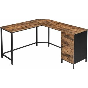 Songmics - vasagle Corner Desk, L-Shaped Computer Desk, Office Desk with Cupboard and Drawer, Study, Space-Saving, Easy Assembly, Steel, Industrial