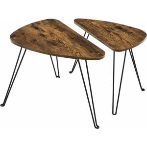 Songmics - vasagle Set of 2 Side Tables, Nesting Tables, End Tables, for Living Room, Dining Room, Bedroom, Industrial Style, Rustic Brown and Black