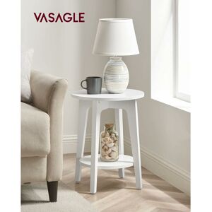 SONGMICS Vasagle Side Table, Small Round Table for Living Room, Bedside Table for Small Spaces with Lower Shelf, Modern Style, White LET283T14