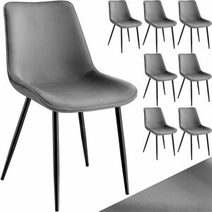 Tectake - Velvet Accent Chair Monroe - Set of 8 Chairs - Set of 8 chairs, dining room chair, living room chair - grey - grey