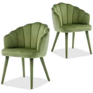 Wahson Office Chairs - Velvet Dining Chairs Set of 2 Kitchen Leisure Chairs with Backrest for Dining Room, Green